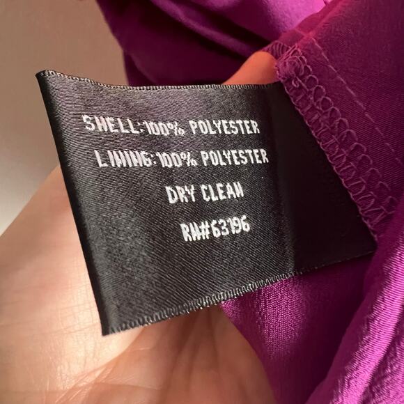 Suzy Chin Coral Purple Two-Tone Draped Faux Wrap Sleeveless Mini Dress Size 12 - Picture 12 of 12